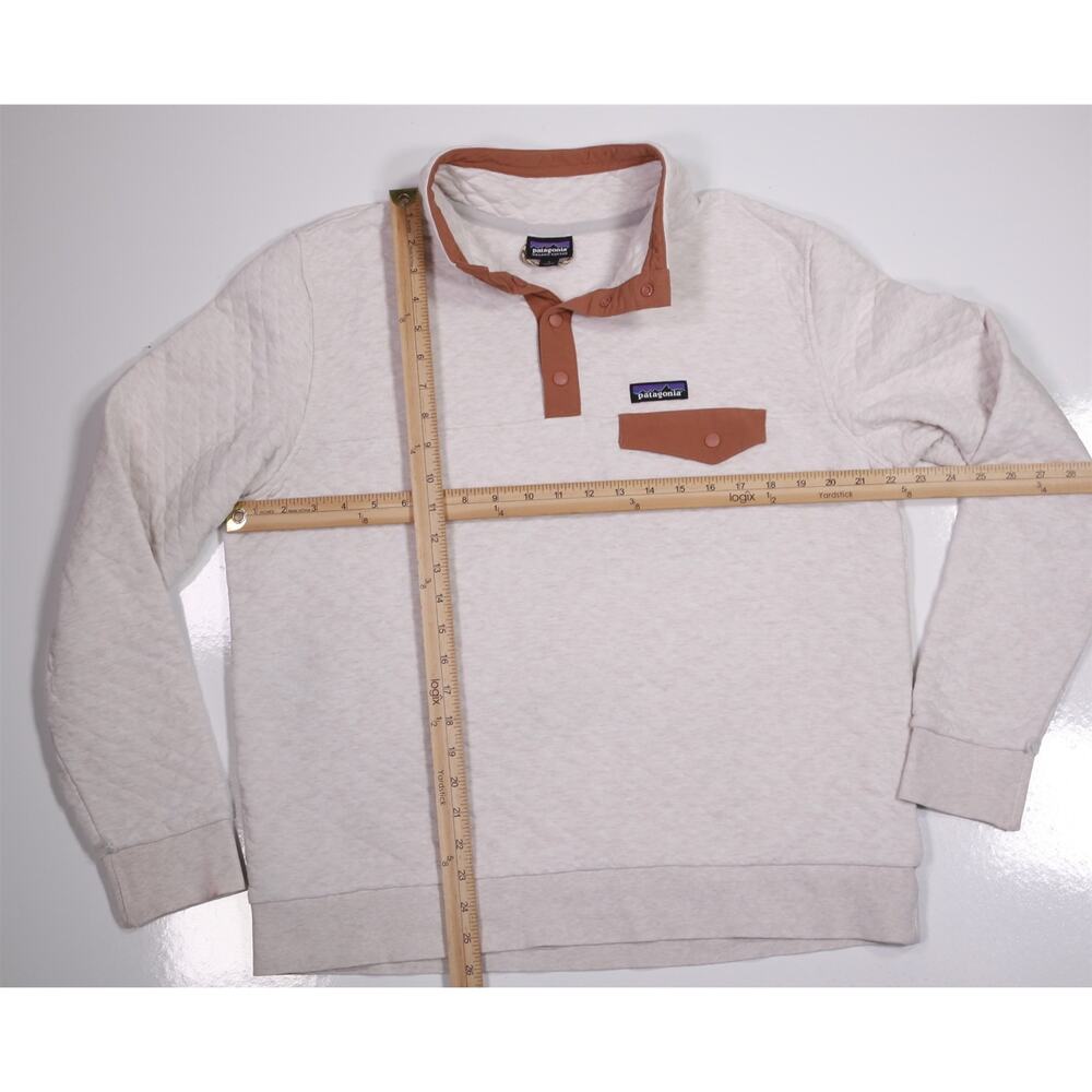 Patagonia Womans Organic Cotton Beige Diamond Quilt Snap-T Pullover Large - Picture 3 of 6